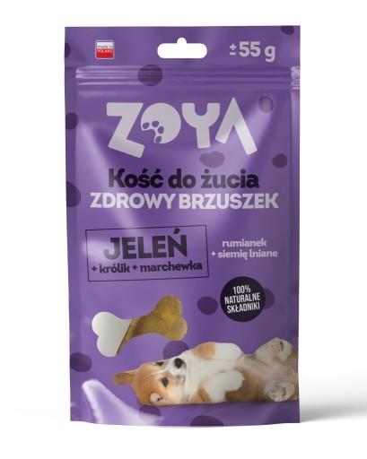 ŽUVACIA KOST PRE PSOV - ZDRAVÉ BRUCHO - JELEŇ S KRÁLIKOM - ZOYA 55g