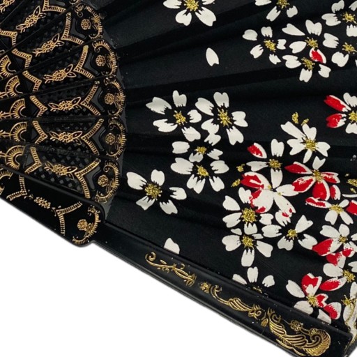 Ručný ventilátor Fabric BLACK gold 20s