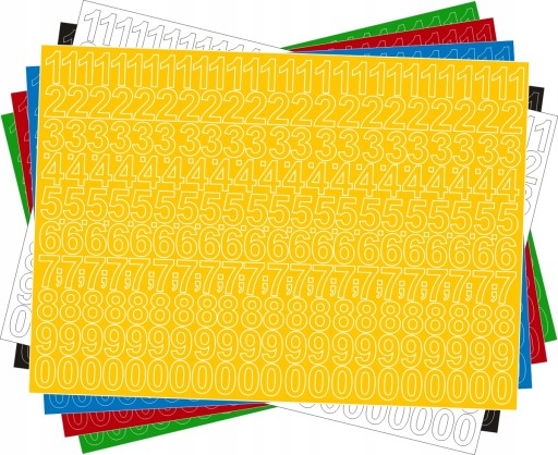 Žlté samolepiace čísla, hárok 3 cm, 276 znakov