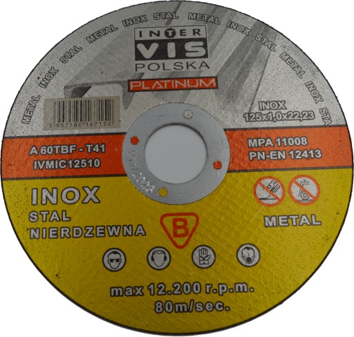 Kovový rezací kotúč 125x1 INOX PLATINUM 10 ks