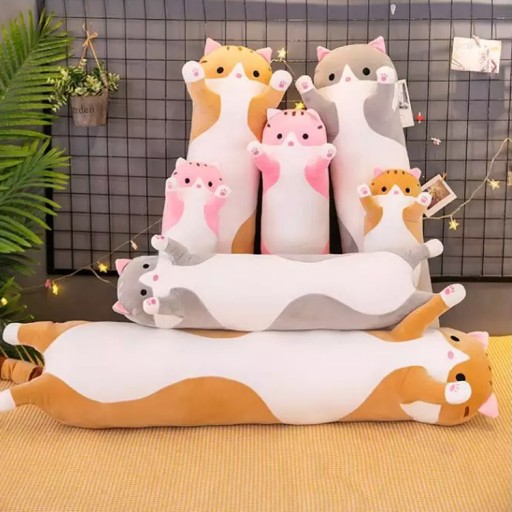 MASKOT, PLYŠOVÁ HRAČKA, DLHÝ MAČIČKA, PUDLIČKA, KLAMÁKA 50cm, HRAČKA, VANKÚŠ, HRUBÝ