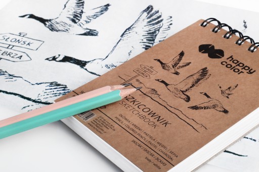 Skicár A6 90g biely Block Birds Happy color