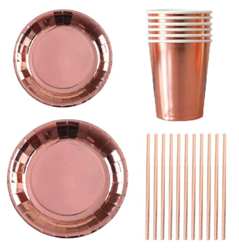 ROSE GOLD ružové zlaté poháre a taniere pre sliepky