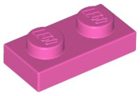 LEGO PLATE 3023 1x2 ružové tmavé NOVINKA (6g) 16 ks.
