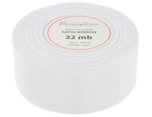 Ozdobná saténová stuha, svadobné hostie, 38mm, 32mb, biela