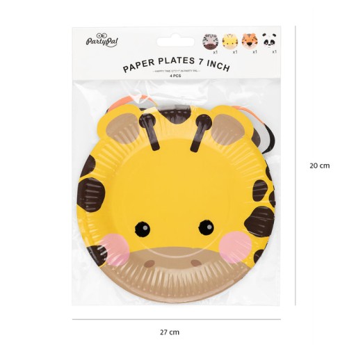 Papierové taniere so zvieratkami na safari tiger žirafa zebra panda narodeniny x4