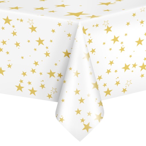 BIELY FÓLIOVÝ OBUS SO ZLATÝMI NARODENINOVÝMI HVIEZDAMI 2,7M