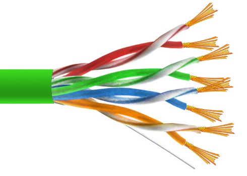 SKÚTENÝ PÁR UTP kat.5e CU 24AWG ZELENÝ KÁBEL V METROCH