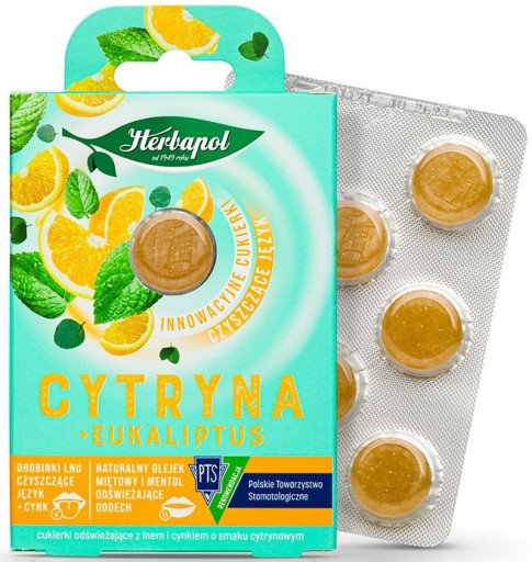 HERBAPOL CUKROVINKY NA ČISTENIE JAZYKA CITRÓN + EUKALYPTUS 8 ks