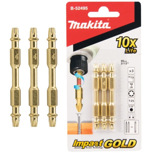 SADA NÁRAZOVÝCH BITOV MAKITA T25, OBOJSTRANNÁ, 3KS