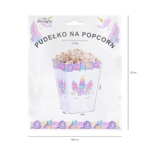 Krabičky na pukance Sladkosti Unicorn 3 ks