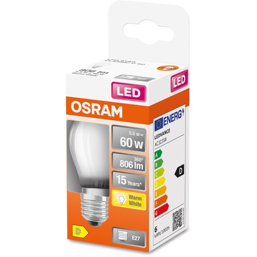 LED žiarovka SMALL BALL E27 5,5W = 60W 2700K OSRAM