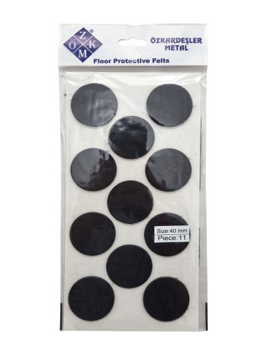 Plstené podložky na okrúhle stoličky, čierne, okrúhle, 4 cm - 11 ks.