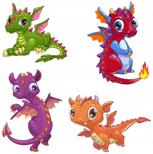 NÁLEPKY NA BIELEJ FÓLII NA NÁSTENNÝ NÁBYTOK DRACI DINOSAURY