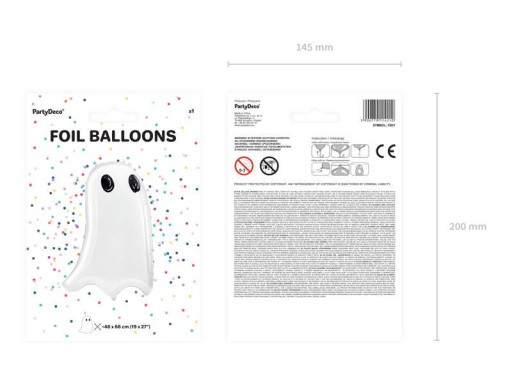 Fóliový balón Halloween Ghost - 48 x 68 cm