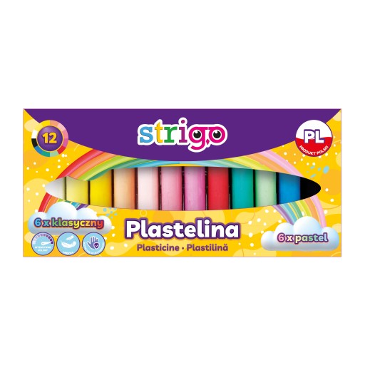 Plastelína pre deti STRIGO 12 farieb: 6 klasických a 6 pastelových