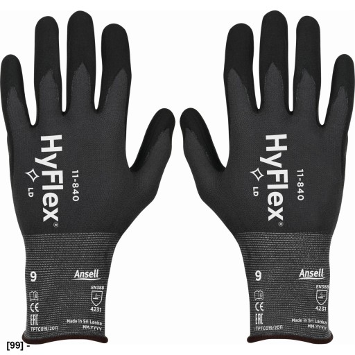 RUKAVICE PRESNÉ PRACOVNÉ RUKAVICE BEZ ŠVOV ANSELL HYFLEX 11-840 rok 9