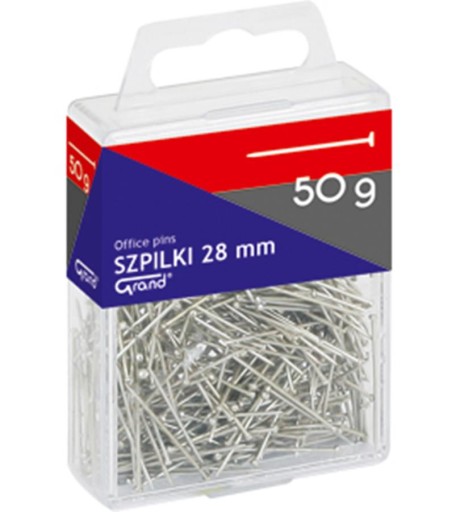OCELOVÉ KOLÍKY so striebornou hlavičkou OFFICE dlhé 28mm 50g v balení GRAND