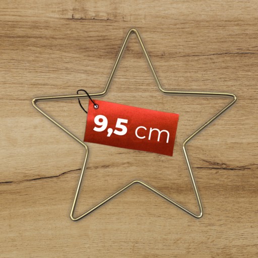 ZLATÁ kovová hviezda 9,5 cm s drôtenou obručou