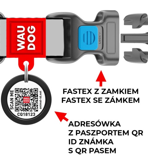 Obojok pre psa, kresba WOW, 28-40 cm 20 mm