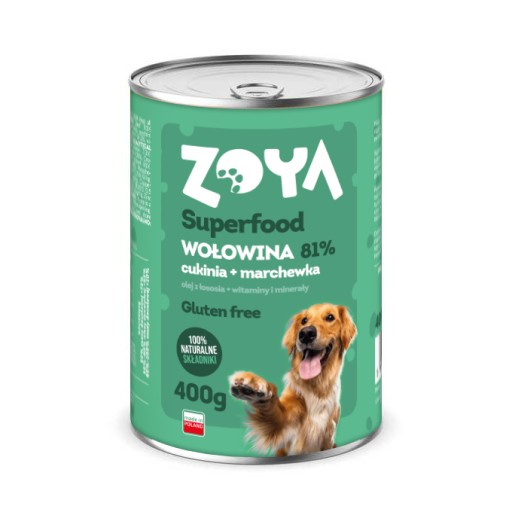 ZOYA SUPERFOOD - HOVÄDZIE MÄSO s cuketou a mrkvou - Mokré krmivo pre psov 400g