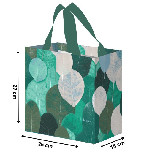 nákupná taška TAŠKA do obchodu 26x15x27cm objem 10l LISTY zelená x1