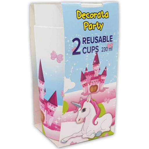 Plastové poháre UNICORN unicorn PINK x2