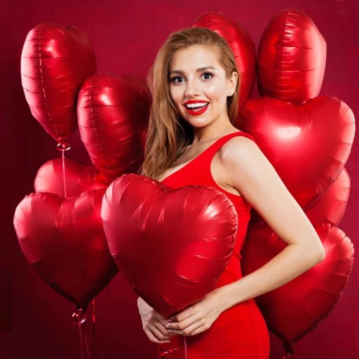 BALÓN V TVARU SRDCA, ČERVENÉ SRDCE, FÓLIA NA HÉLIU, DEKORÁCIA PRE ŽENU
