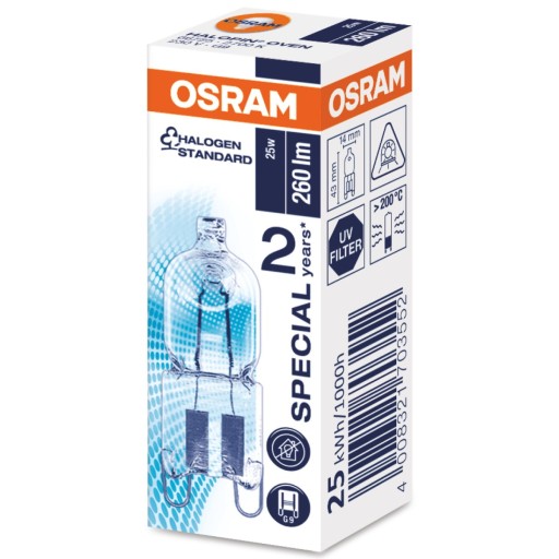 Halogénová žiarovka G9 25W 230V Do rúry OSRAM