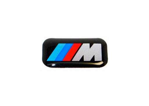 1x chrómová nálepka BMW M-Power 3D logo na ráfikoch, volant, kokpit 18x10 mm