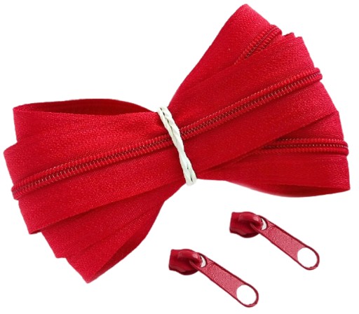 Špirálový zips páska 3 mm zips ČERVENÝ 1 meter + 2 zipsy