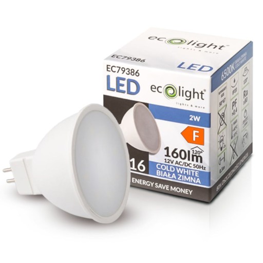 LED žiarovka MR16 12V 2W = 20W 160lm Studená