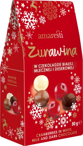 BRUSNICE V BIELEM MLIEKU A DEZERTNÁ ČOKOLÁDA AMARESTI ZIMNÁ 80G