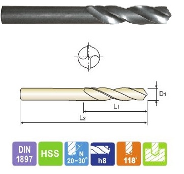 Krátka vŕtačka NWKk Fi 4,8 HSS YG-1