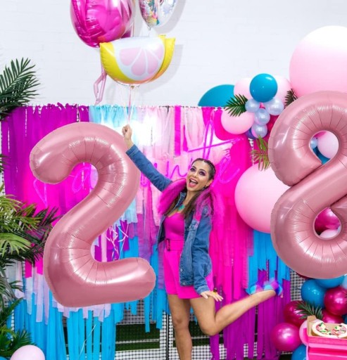 FÓLIOVÝ BALÓN ČÍSLO 2 Dva RUŽOVÉ 100CM