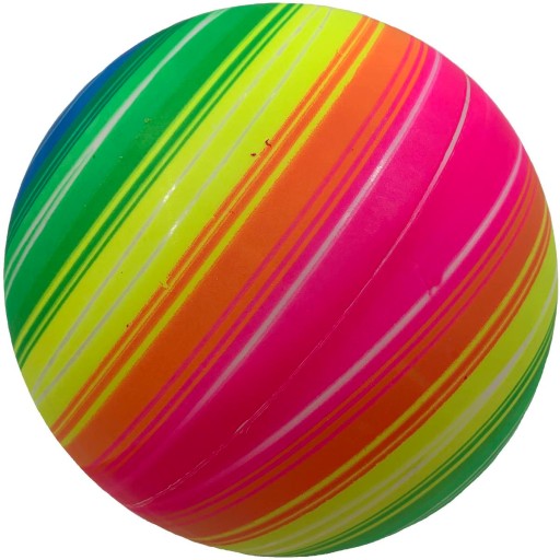 NAFUKOVANÁ GUMOVÁ loptička 24cm PRE DETI NA ENERO RAINBOW HRY