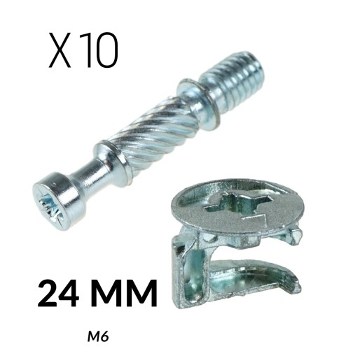 10 x 24 mm excentrický nábytkový konektor M6