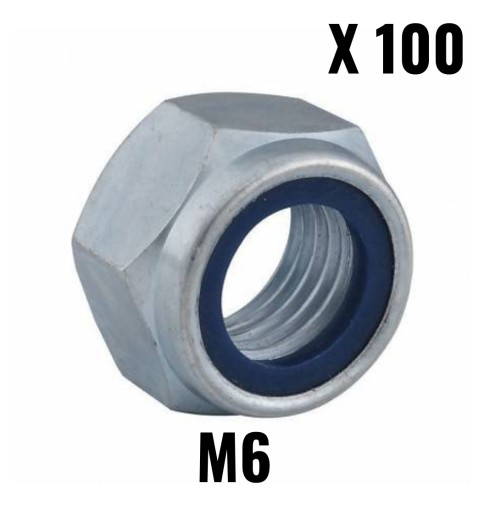 100 x M6 oceľová samosvorná matica - DIN 985