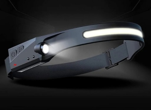 VÝKONNÁ HLAVNÁ LAMPA COB LED PRUHOVÝ SNÍMAČ POHYBU
