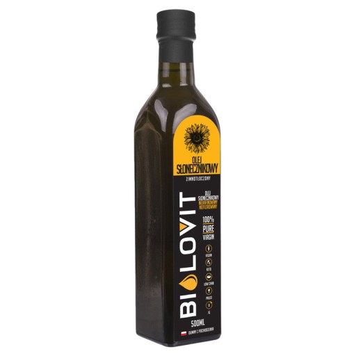 Slnečnicový olej lisovaný za studena 500 ml nerafinovaný, nefiltrovaný
