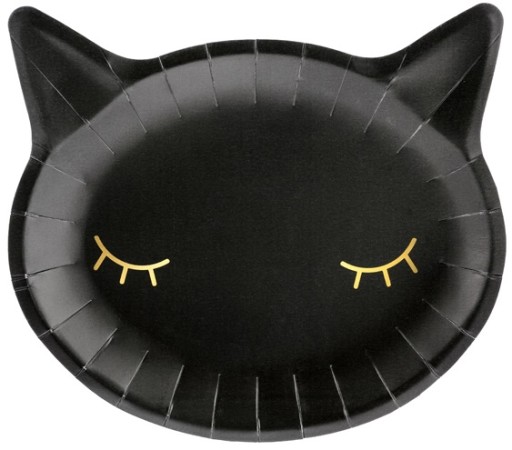 Papierové taniere Black CAT Halloween Birthday Party 22x20cm 6ks.