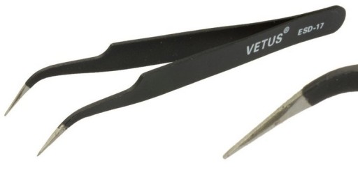Pinzeta, pinzeta, kovová pinzeta, ESD-17 SMD, široká, diagonálna, 12 cm