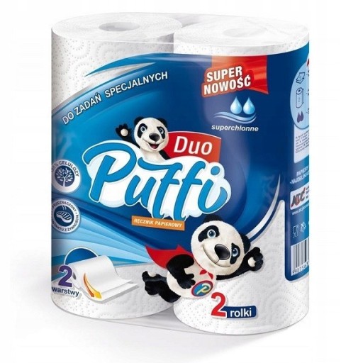 Papierové utierky Biele celulózové 2w mäkké, bezprašné Puffi DUO 2 rolky