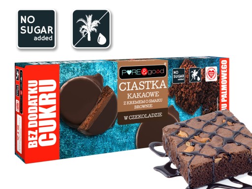 Kakaové sušienky s BROWNIE krémom v ČOKOLÁDE BEZ CUKRU 128 g Pure&Good