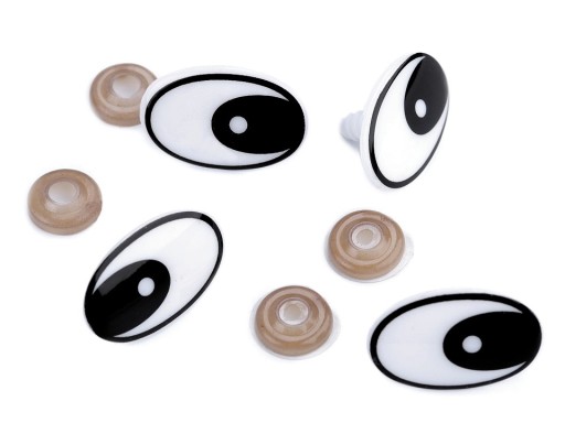4x Bezpečná SVORKA OČIA pre hračky maskota OVÁLNA BIELA 19x29 mm