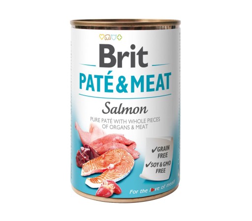 BRIT Pate&Meat Losos mokré krmivo pre psov s lososom 400g BEZ OBILOV
