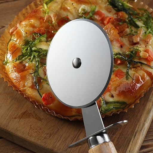 okrúhly nôž na pizzu okrúhly na REZANIE PIZZY DREVENÁ RÚČKA