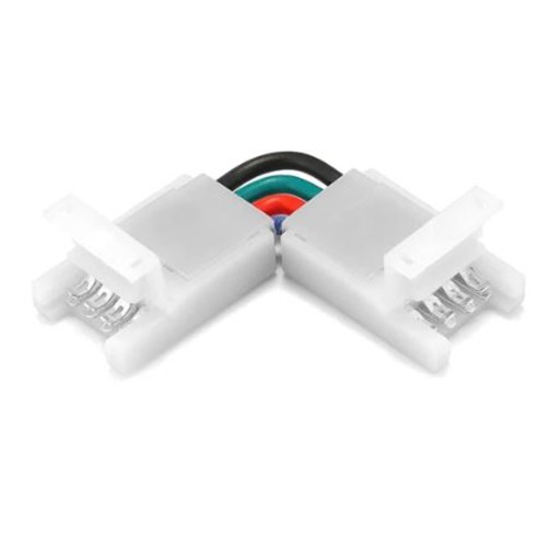 UHLOVÝ KONEKTOR pre RGB LED PRUHY 10mm - ROHOVÝ KONEKTOR 90 stupňov 4 KOLÍKY