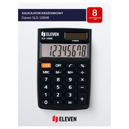VRECKOVÁ KALKULAČKA Eleven SLD-100NR 8 ČÍSLA čierna