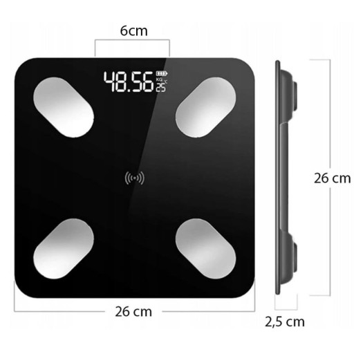Kúpeľňová LCD váha, analytická, inteligentná, Bluetooth, digitálna, 180kg, 25v1